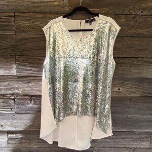 Eloquii Silver Sequin Sleeveless Top Size 18